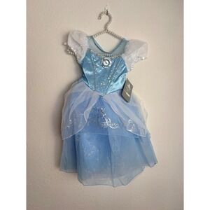 Disney Cinderella Dress Costume Blue Sparkle Princess Fairytale age 4 Pretend